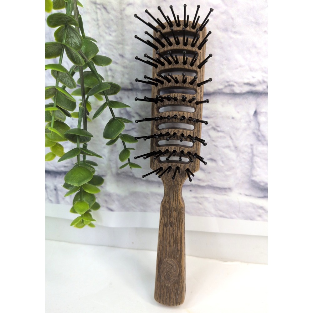 VINTAGE CLEAN🚨Goody USA 7.5" Vented Hair Brush Faux Wood Grain Brown Classic